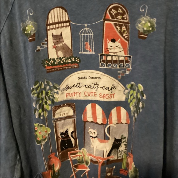 Jess & Jane Cat Cafe Graphic Tunic NWT - Picture 5 of 8